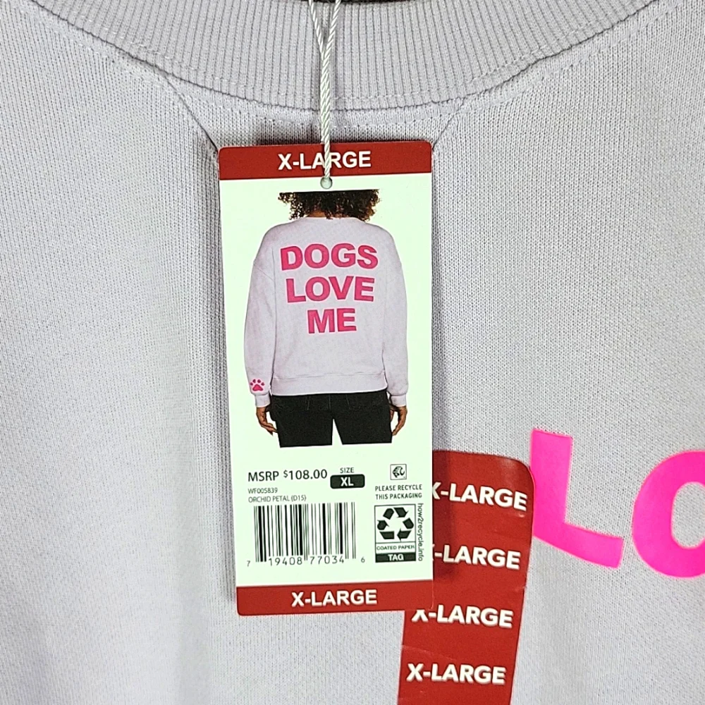 Wildfox Dogs Love Me Lilac Purple Sweatshirt Size XL NWT - Picture 5 of 6